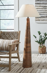Tampa Furniture Outlet Lutz - Ashley Furniture - Danset Lighting - Wood Floor Lamp (1/CN) / Brown - L329101